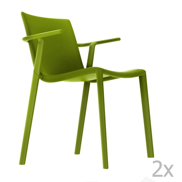 Set 2 scaune grădină, cu cotiere, Resol Kat, verde