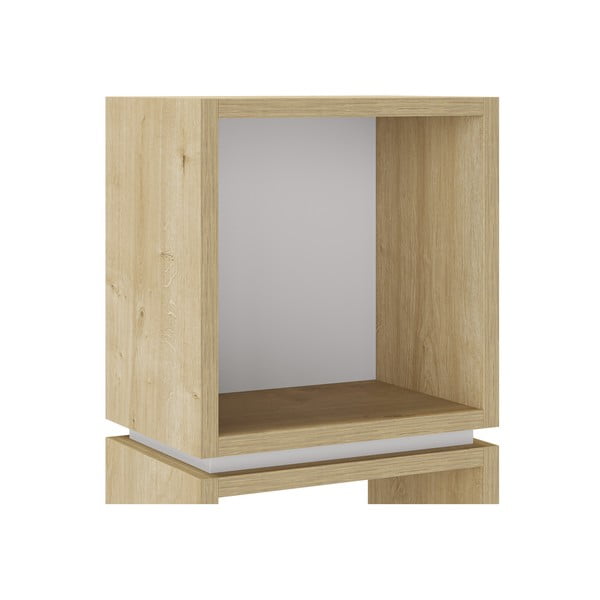 Bibliotecă albă/în culoare naturală cu aspect de lemn de stejar 32x66 cm Lofty – Marckeric-image-3