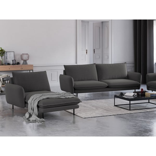 Șezlong divan cu cotieră pe partea stângă Cosmopolitan Design Vienna, gri închis-image-1