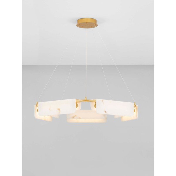 Lustră crem/alămie LED cu intensitate reglabilă cu aspect de marmură ø 93 cm Aider – Nova Luce-image-3