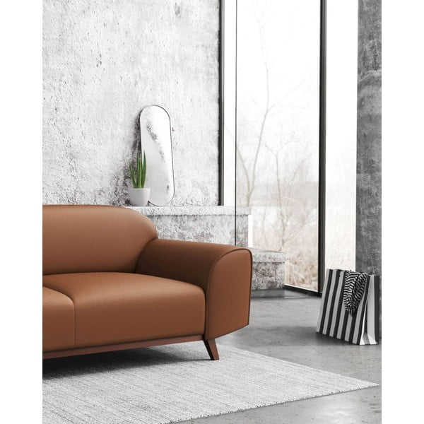 Canapea maro coniac cu tapițerie din piele 193 cm Nesbo – MESONICA-image-3