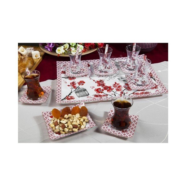 Set pentru ceai Almond, 20 piese, alb - roșu-image-2