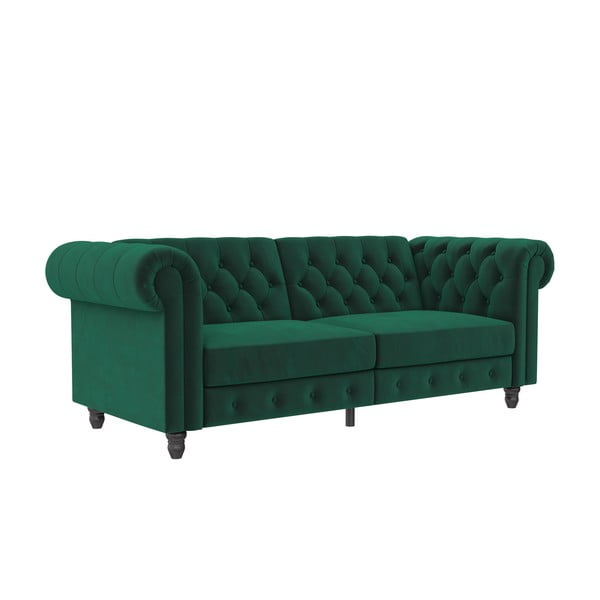 Canapea verde-închis extensibilă cu tapițerie din catifea 236 cm Felix – Støraa-image-2