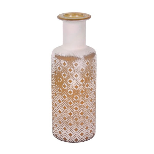 Vază din sticlă reciclată Ego Dekor Nihon, înălțime 28 cm, alb - maro