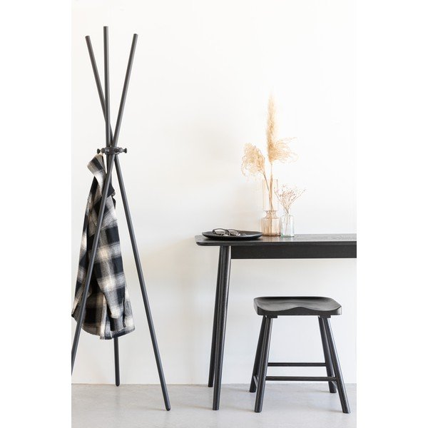 Scaun tip taburet negru din lemn de stejar Vander – White Label-image-1