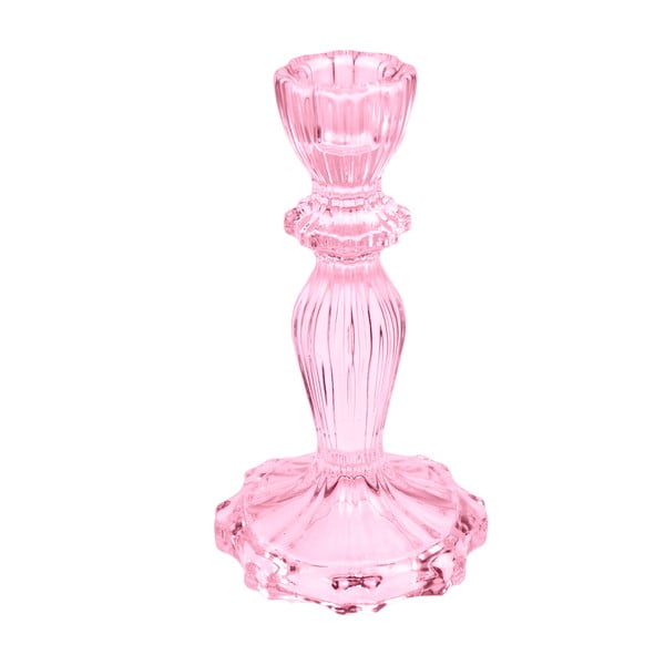 Sfeșnic înalt roz din sticlă - Rex London