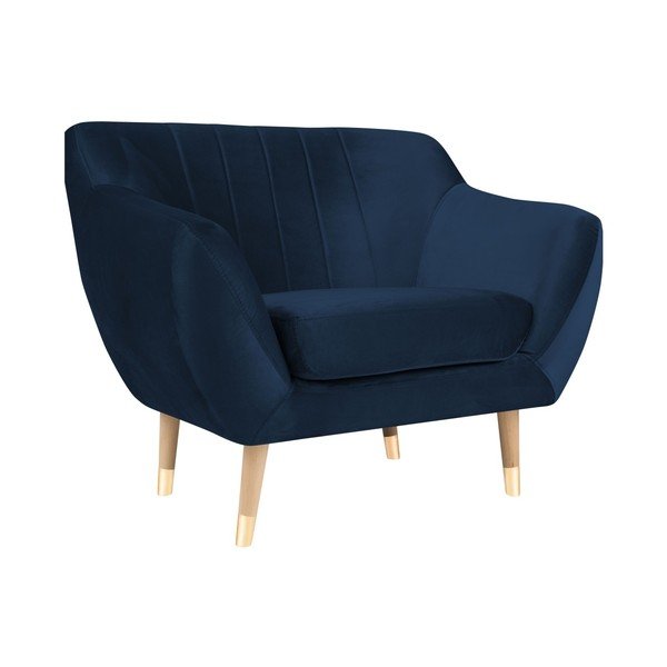 Fotoliu cu tapițerie din catifea Mazzini Sofas Benito, albastru închis-image-2