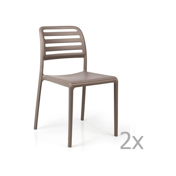 Set 2 scaune de grădină Nardi Costa Bistrot, gri bej