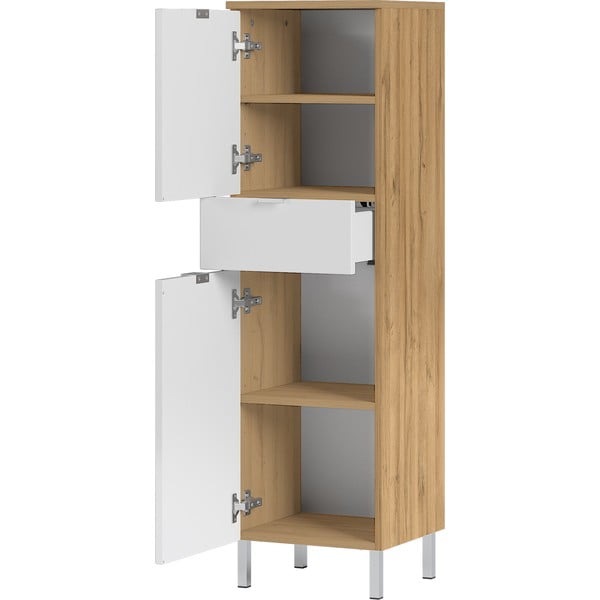 Dulap în decor de stejar Germania Mauresa, înălțime 120 cm, alb-image-2