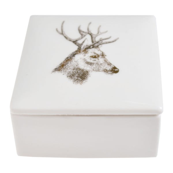 Cutie pentru bijuterii Ewax Deer, 7 x 7 cm, alb