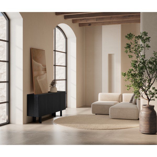 Comodă neagră din lemn de mango 160x80x40 cm Tamira – MOME-image-1