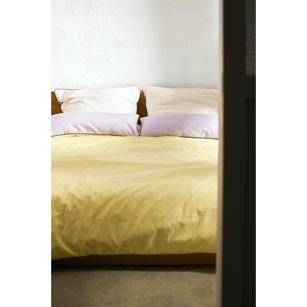 Husă de pilotă galbenă din bumbac satinat pentru pat dublu 200x200 cm Oba – noo.ma-image-3