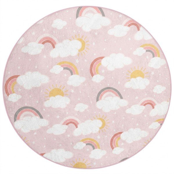 Covor pentru copii roz lavabil ø150 cm Rainbow World – Mila Home