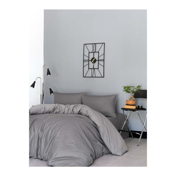 Set lenjerie de pat din bumbac pentru pat dublu Ranforce Grey, 200 x 220 cm