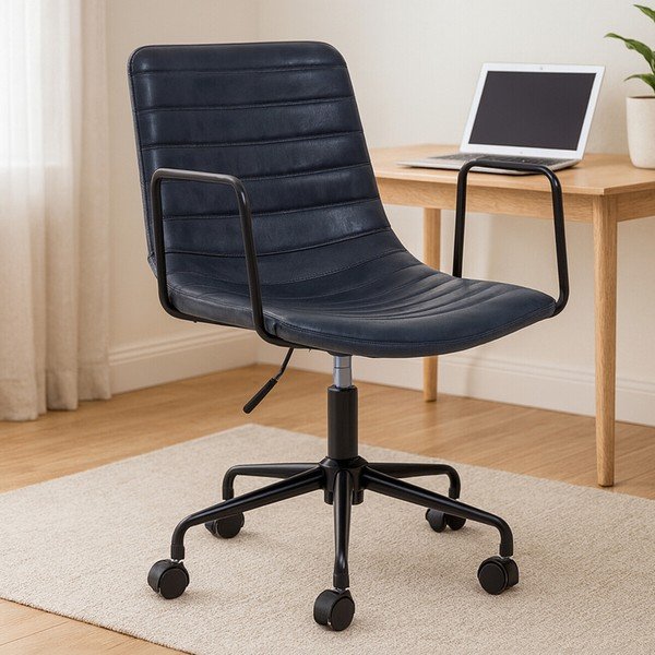 Scaun de birou gri închis din imitație de piele Forbes – Premier Housewares-image-3