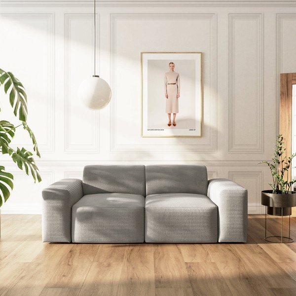 Canapea gri cu tapițerie din catifea reiată  205 cm Villet – Rodier-image-1