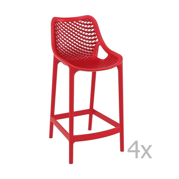 Set 4 scaune bar Resol Grid, înălțime 65 cm, roșu
