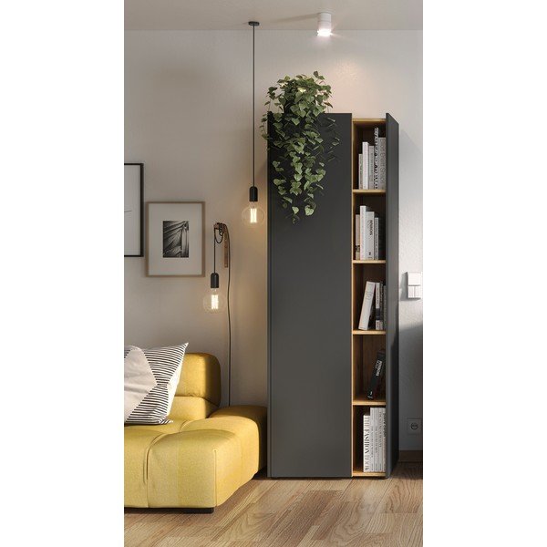 Bibliotecă gri închis cu aspect de stejar 62x188 cm Austin - Germania-image-3
