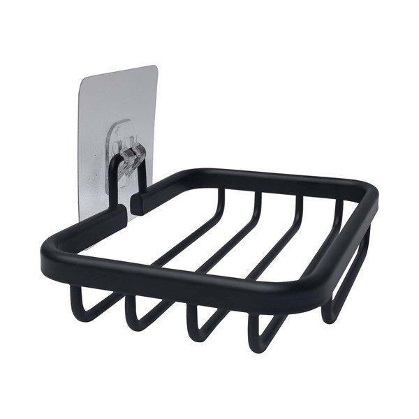 Săpunieră negru-mat autoadezivă din metal Filaire Aluminium – douceur d'intérieur-image-1