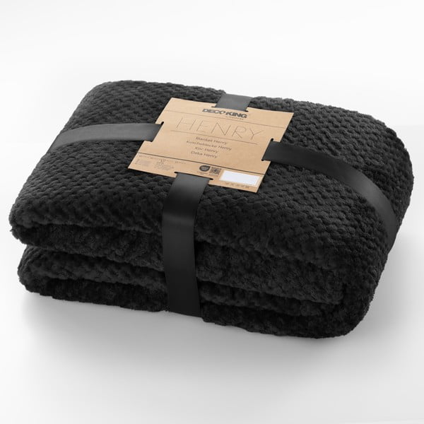 Pătură din microfibră DecoKing Henry, 150 x 200 cm, negru-image-3