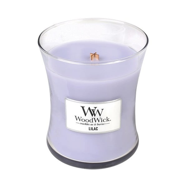 Lumânare parfumată WoodWick, cu aromă de liliac, 55 ore