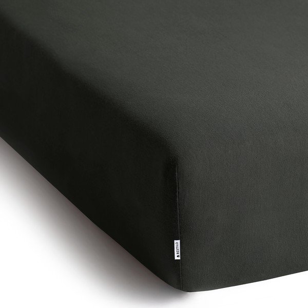 Cearceaf gri închis din jerseu cu elastic 180x200 cm Amber – Restilo-image-2