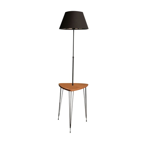 Lampadar negru/în culoare naturală cu abajur textil (înălțime 147 cm) – Opviq lights