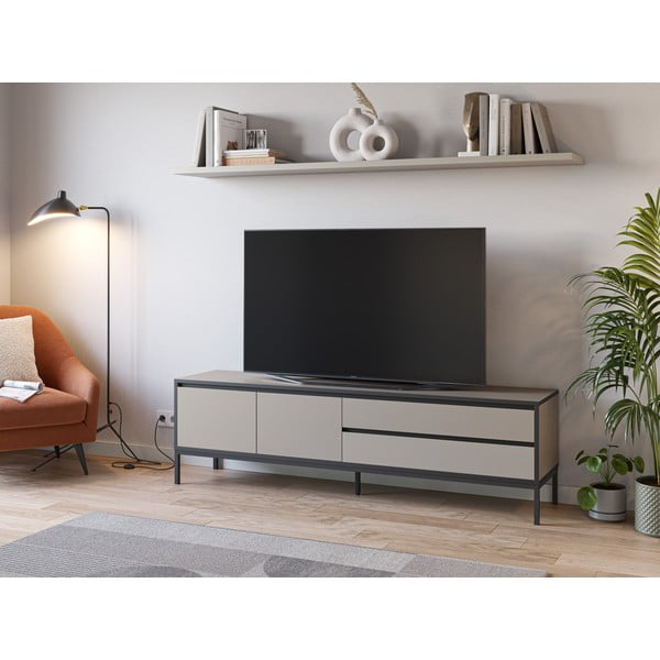 Masă TV gri/bej 180x55 cm Lorenza – Marckeric-image-1