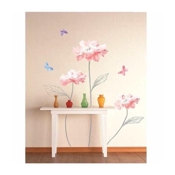 Autocolant Ambiance Light Pink Flowers And Butterflies-image-1