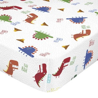 Cearșaf din bumbac pentru copii Moshi Moshi Funnysaurus, 70 x 140 cm