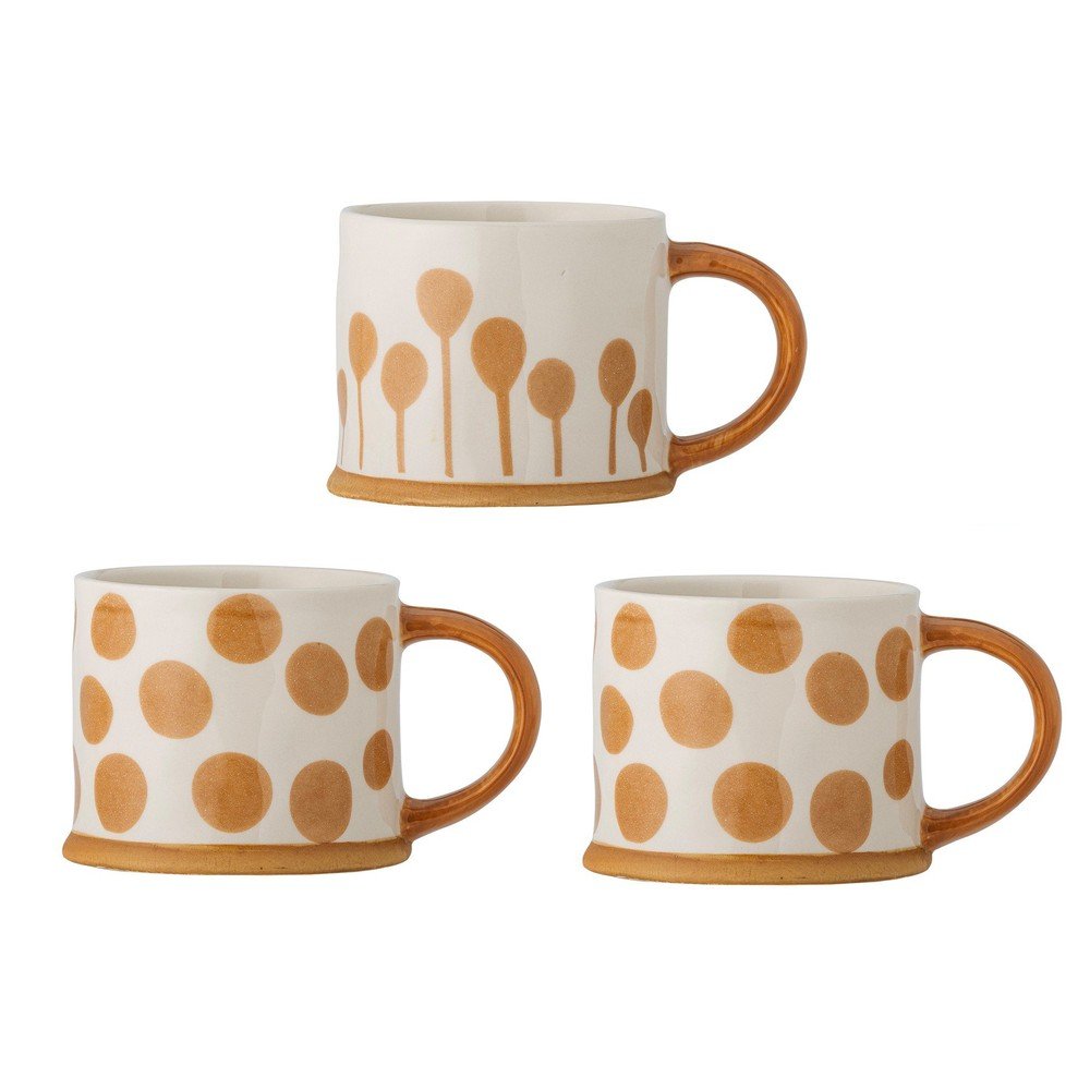 Căni galben-ocru 3 buc. din gresie 450 ml Linora – Bloomingville