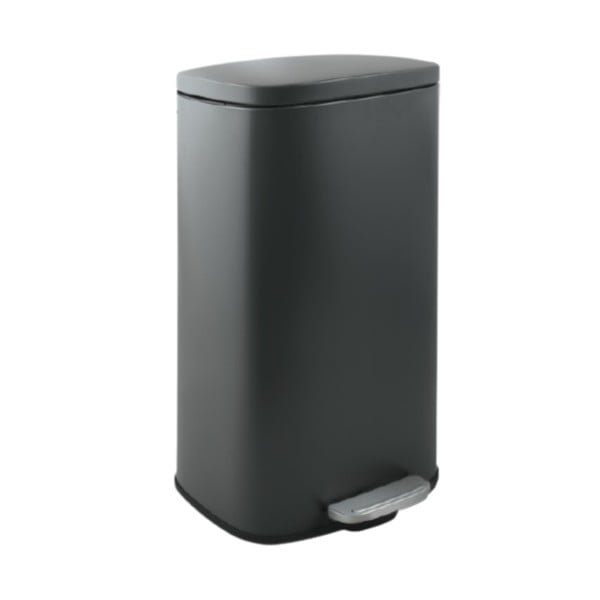 Coș de gunoi gri închis cu pedală din oțel 50 l   Akira – Spirella