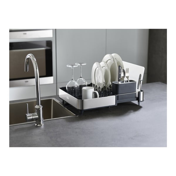 Scurgător de vase gri închis ajustabil din oțel inoxidabil 36x32 cm Extend Steel – Joseph Joseph-image-1