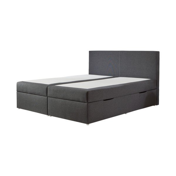 Pat boxspring gri cu spațiu de depozitare 180x200 cm Harry – Rojaplast