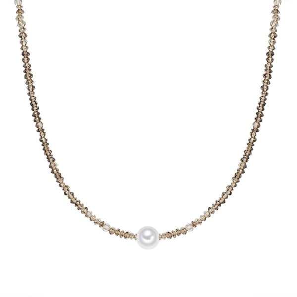 Colier din cuarț cu perlă Nova Pearls Porfyrión, lungime 42 cm