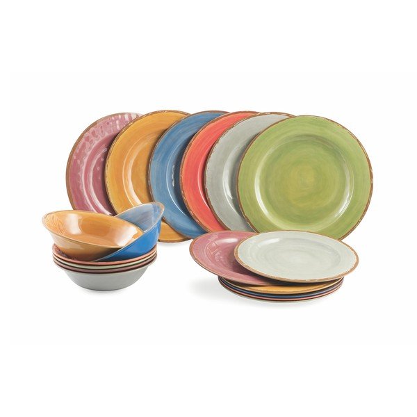 Set veselă Villa d'Este Lucia, 18 piese colorate-image-1