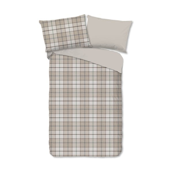 Lenjerie de pat maro deschis din flanelă pentru pat de o persoană 140x200 cm Bernardus – Good Morning