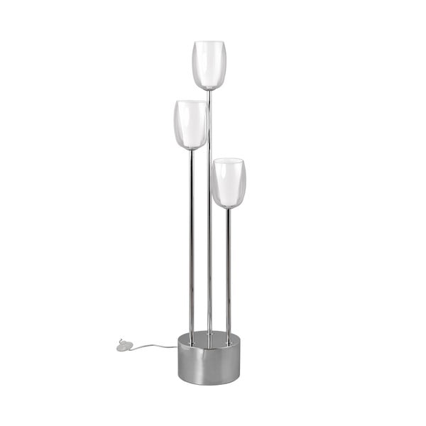 Lampadar argintiu cu abajur din sticlă (înălțime 140 cm) Barret – Trio Select