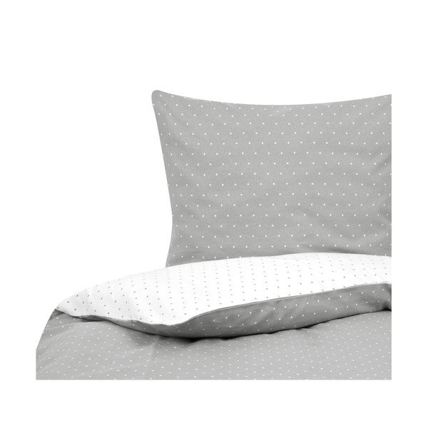 Lenjerie de pat din flanel Fovere Betty, 155 x 220 cm, alb-gri-image-2