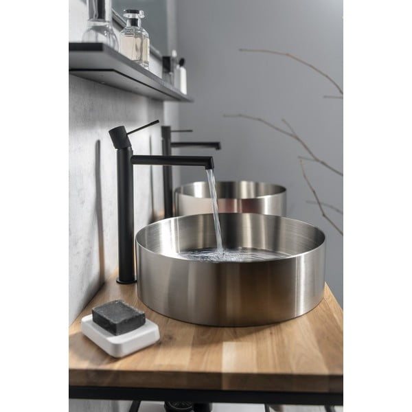 Baterie negru-mat pentru chiuvetă înaltă Solaris – Sapho-image-3