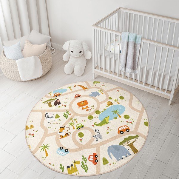 Covor de joacă pentru copii lavabil ø120 cm Savana Ride – Mila Home-image-3