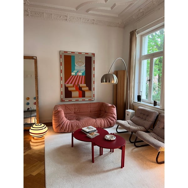 Măsuță de cafea roșie rotundă din lemn masiv de pin ø 60 cm Sticks – Karup Design-image-1