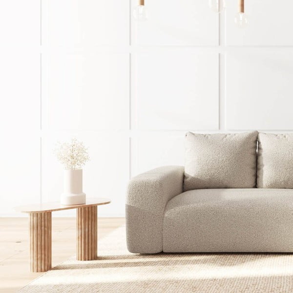 Colțar bej cu tapițerie din țesătură bouclé (cu colț pe partea dreaptă, cu șezlong) Monce – Rodier-image-4