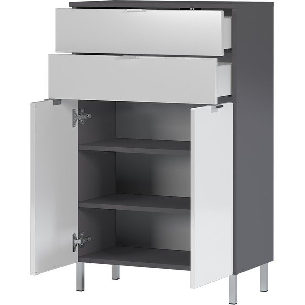 Dulap Germania Mauresa, înălțime 97 cm, alb - gri-image-2