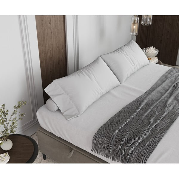 Pat matrimonial crem tapițat cu spațiu de depozitare 160x200 cm Tate – Maison de Rêve-image-4