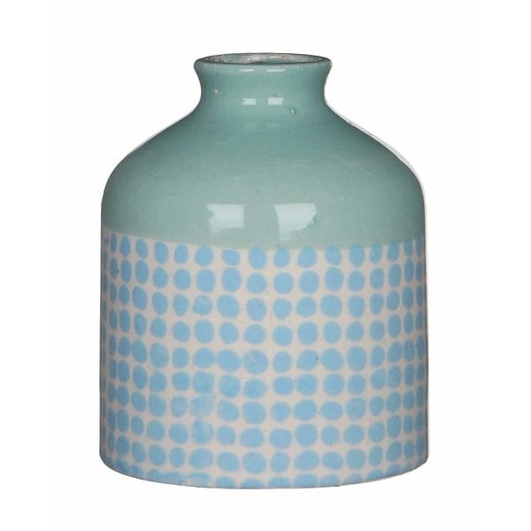 Vază din ceramică Mica Fabio, 13 x 11 cm, albastru - alb