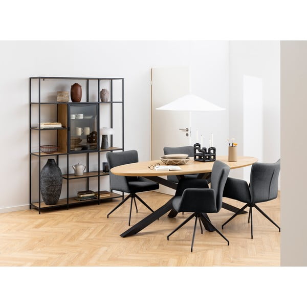 Set de scaune de sufragerie gri închis cu cotiere 2 buc. tapițat Laura – Actona-image-1