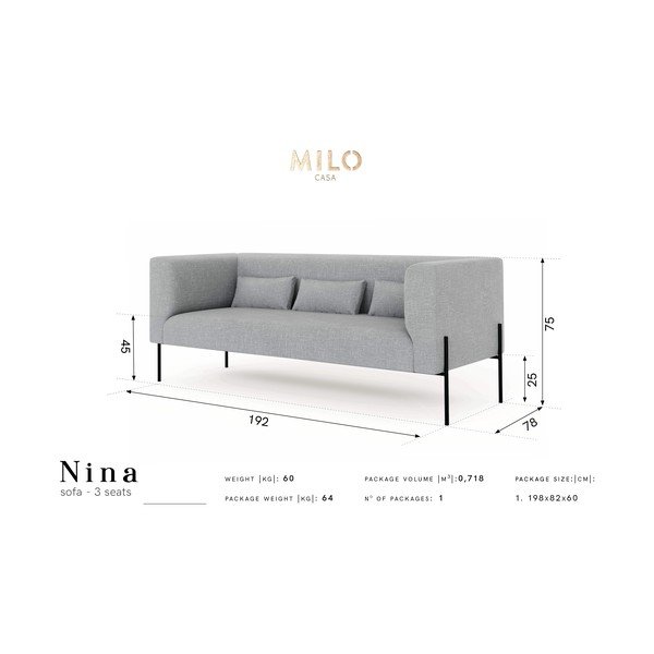 Canapea Milo Casa Nina, galben, 192 cm-image-4