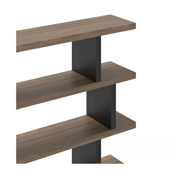 Bibliotecă negru-maro cu aspect de lemn de nuc 163x172 cm Step – TemaHome-image-3