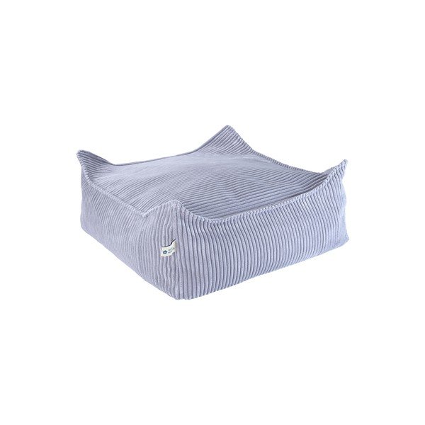 Fotoliu puf pentru copii albastru cu tapițerie din catifea reiată Square – Wigiwama